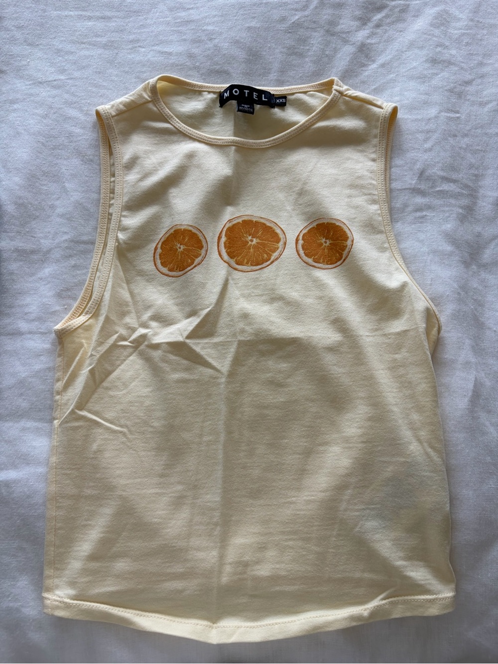 Motel Rocks Cream Tank Top with Orange Slice Print